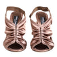 Bronze Satin Ruched Slingback Sandals Shoes