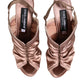 Bronze Satin Ruched Slingback Sandals Shoes