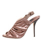 Bronze Satin Ruched Slingback Sandals Shoes