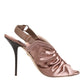 Bronze Satin Ruched Slingback Sandals Shoes
