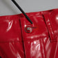 Red High Waist Skinny Trouser Shiny Pants