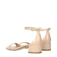 Beige Leather Flat Sandals