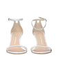 White Leather Stiletto Heels Sandals