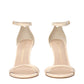 Beige Leather Stiletto Heels Sandals