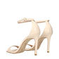 Beige Leather Stiletto Heels Sandals