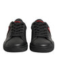 Black Leather Crystal Heart Low Top Sneakers  Shoes