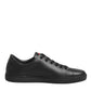 Black Leather Crystal Heart Low Top Sneakers  Shoes