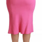 Pink High Waist Pencil Cut Midi Skirt