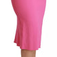 Pink High Waist Pencil Cut Midi Skirt