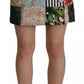 Multicolor Patchwork A-line Polyester Skirt