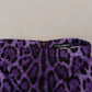 Purple Leopard Print Pencil Cut Mini Skirt