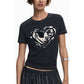 Black Cotton Women T-Shirt