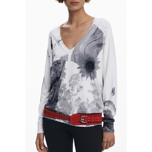 White Viscose Women Sweater