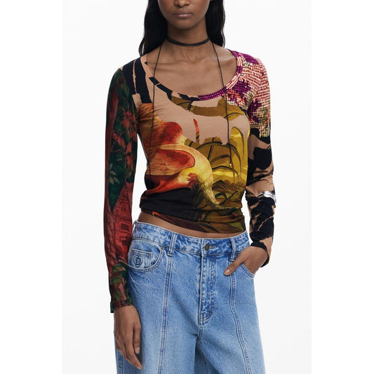 Brown Elastane Women Top