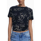 Black Cotton Women T-Shirt
