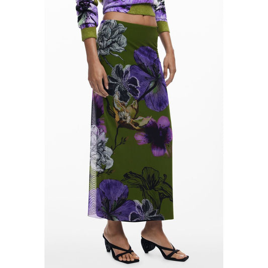 Green Polyester Women Skirt