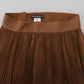 Beige Longuette Plisse Chiffon Midi Skirt