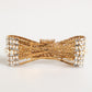 Gold Brass Glas Crystal Faux Pearl Embellished Brooch