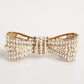 Gold Brass Glas Crystal Faux Pearl Embellished Brooch