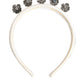 White Satin Palladium Silver Floral Crown Tiara Headband