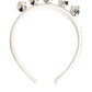 White Satin Palladium Silver Floral Crown Tiara Headband