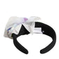 Black Green Silk Purple White Floral Appliqué Accessory Headband