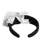Black Green Silk Purple White Floral Appliqué Accessory Headband