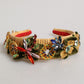 Multicolor Crystal Floral Gold Green Velvet Crown Headband