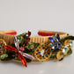 Multicolor Crystal Floral Gold Green Velvet Crown Headband