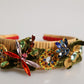 Multicolor Crystal Floral Gold Green Velvet Crown Headband