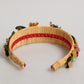 Multicolor Crystal Floral Gold Green Velvet Crown Headband