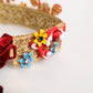 Red Carretto Multicolor Crystal Gold Tiara Crow Headband