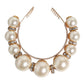 Gold Pearl Crystal Embellished Tiara Hair Accessory Headband