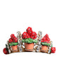 Red Floral Flowerpot Crystal Gold Crown Tiara Headband