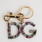 Multicolor Crystal DG Logo Gold Keychain Charm Keyring
