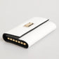 White Leather Card Case Holder Wallet Gold Logo Plate  Key Holder