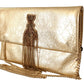 Gold Leather Embellished Shoulder Strap Bag