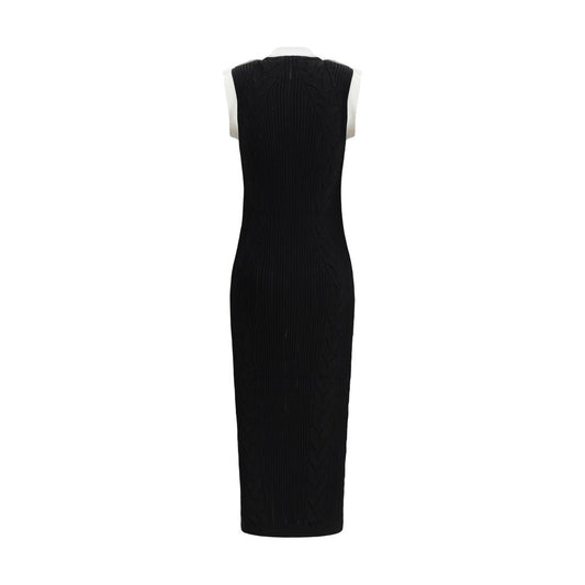 Sleeveless torsade knit long Dress
