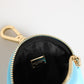 Azure Blue Leather Round Coin Purse Keychain Crystal Logo Wallet