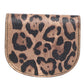 Brown Black Calf Leather Leopard Print Logo Plaque Wallet