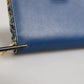 Blue Leather Continental Tile Print Zip Card Holder Purse Wallet