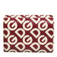 Burgundy Logo Print Calf Leather French Flap Card Holder Wallet