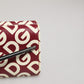 Burgundy Logo Print Calf Leather French Flap Card Holder Wallet