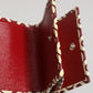 Burgundy Logo Print Calf Leather French Flap Card Holder Wallet