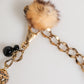 Gold Black Crystals Lapin Fur Filigree Choker Necklace