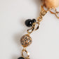 Gold Black Crystals Lapin Fur Filigree Choker Necklace