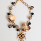 Gold Black Crystals Lapin Fur Filigree Choker Necklace