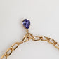 Gold Brass Crystal Pearl Purple Floral Pendant Jewelry Necklace