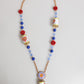 Gold Multicolor Amore Heart Can Beads Rose Pendant Necklace