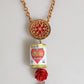 Gold Multicolor Amore Heart Can Beads Rose Pendant Necklace